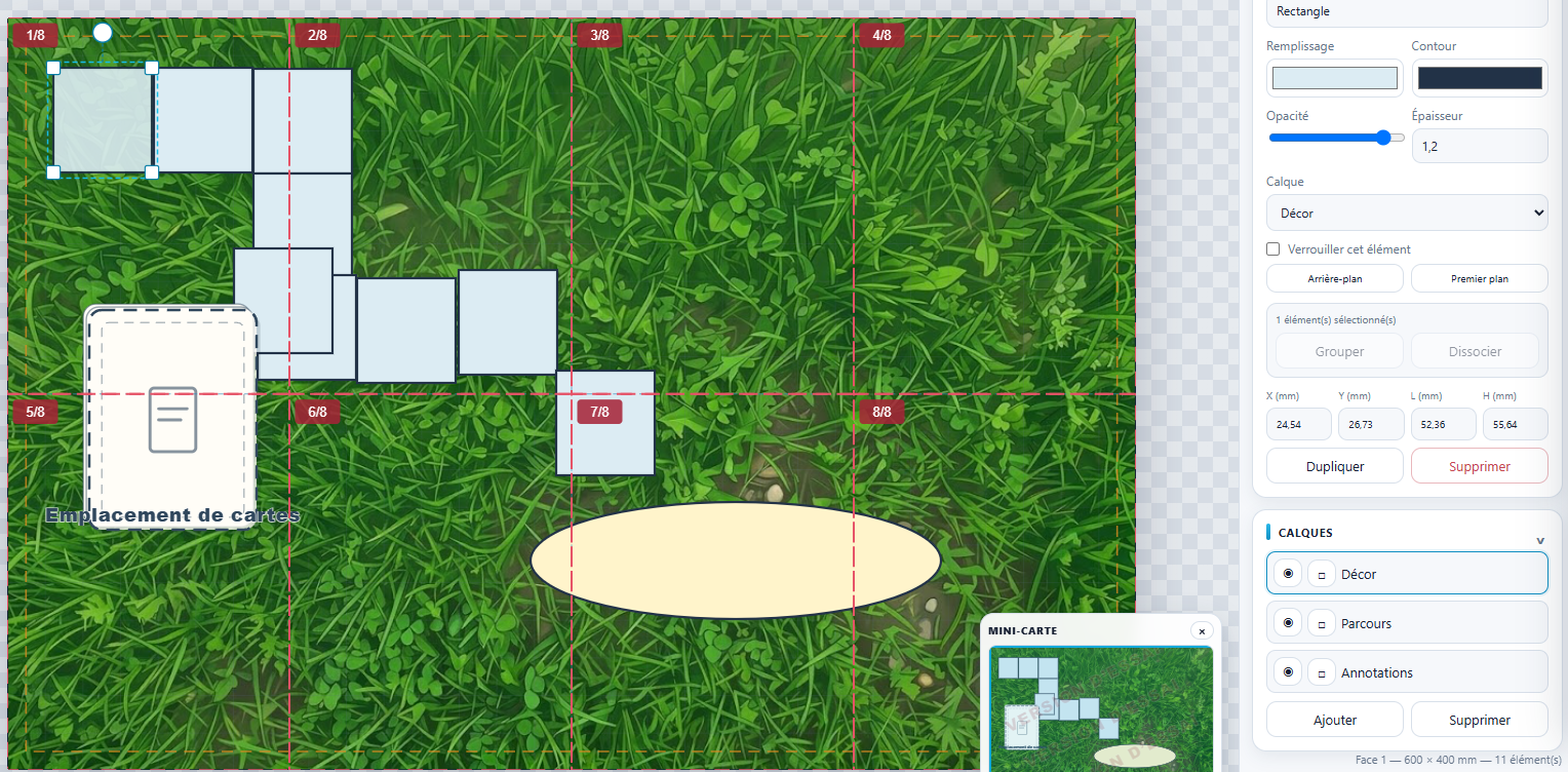 Interface Pixel Vault pour créer un plateau de jeu de société